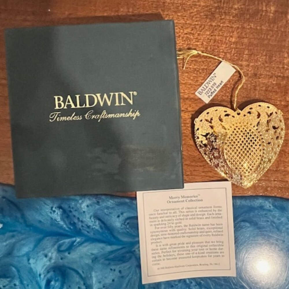 Baldwin 24kt Gold Finish Brass PUFFED HEART Ornament